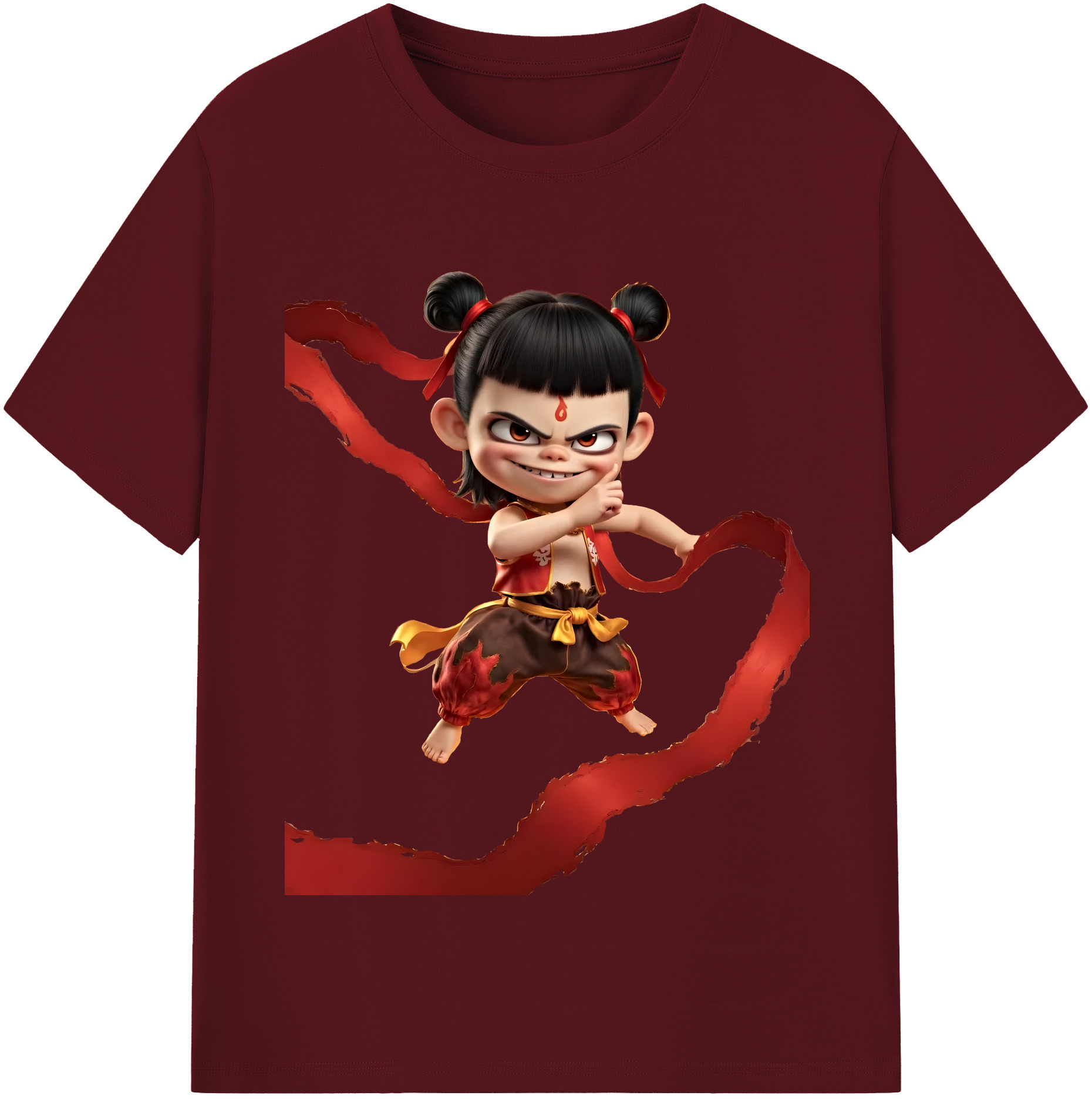 （画像用） Ne Zha 2 ナタ 魔童の大暴れ 綿100％半袖Tシャツ（フロントプリント）